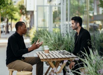 Engineer introverts networking over coffee